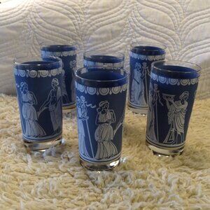 VTG Jeanette Glass Helenic Jasperware Tumblers Collectible Cabincore Vintagecore